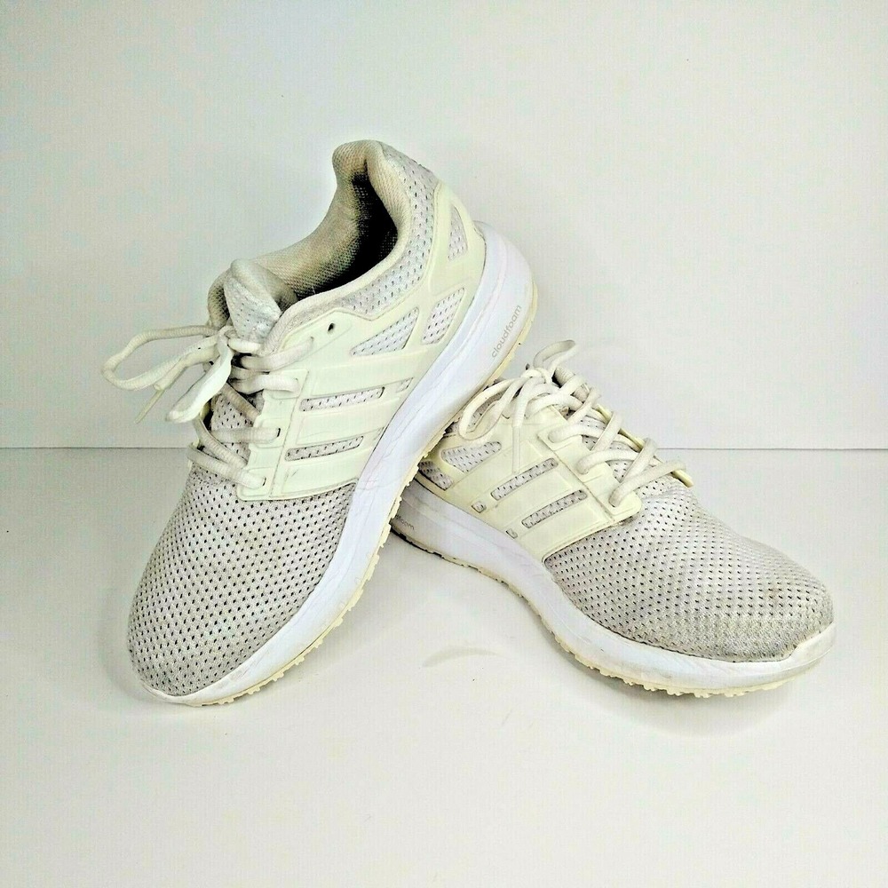 WOMEN ADIDAS CLOUD FORM COMFORT LIGHT GRAY & WHITE SNEAKERS 8.5